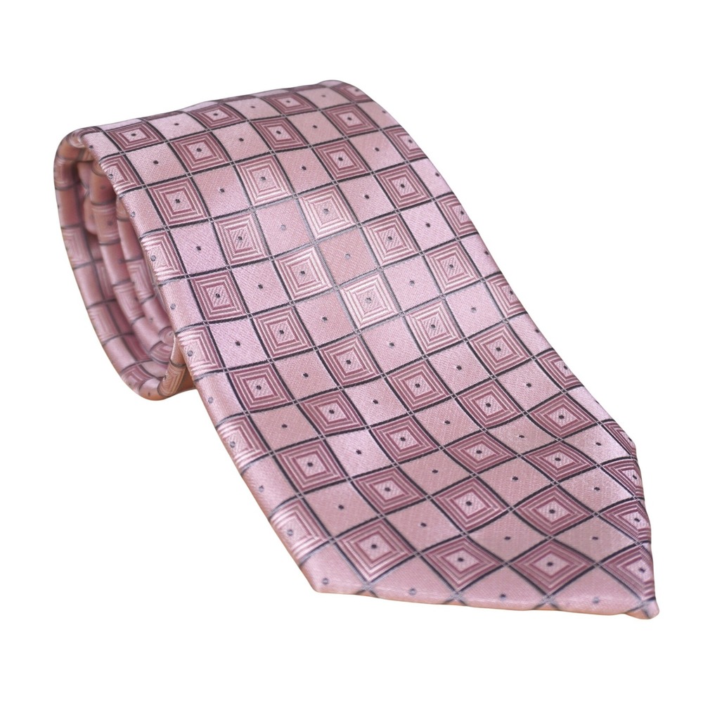 Donald J. Trump President Silk Necktie Mens Pink Geometric Signature Collection